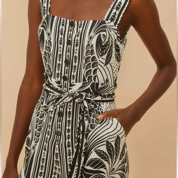 NEW FARM Rio Off-White Monochrome Elegance Scarf Romper Black White Size XL - Picture 2 of 16